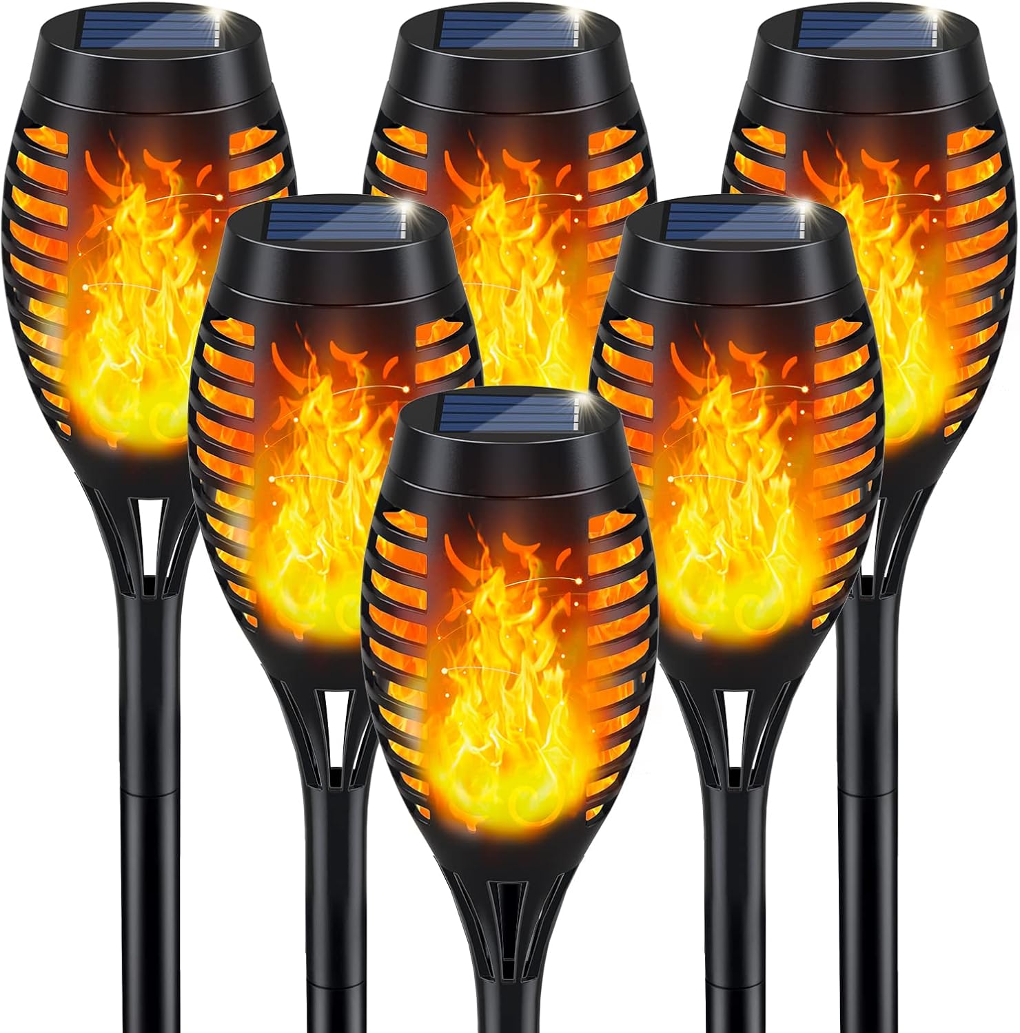 IkeeRuic Solar Lights Outdoor, Solar Torch Light with Flickering Flame for Halloween Decor, Solar Garden Lights, Waterproof Outdoor Lighting, Flame Torches for Outside Patio Pathway Yard Decorations